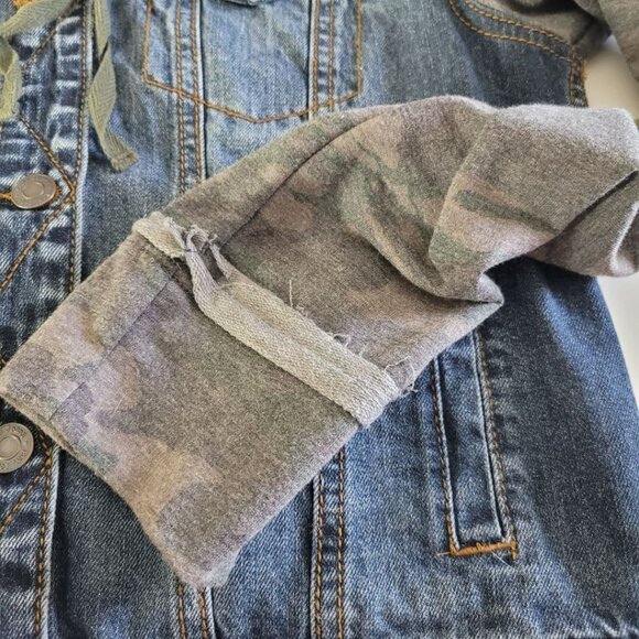 Mudd Jean Jacket Distressed Sleeves Pockets Button Juniors Womens Medium - Picture 7 of 12